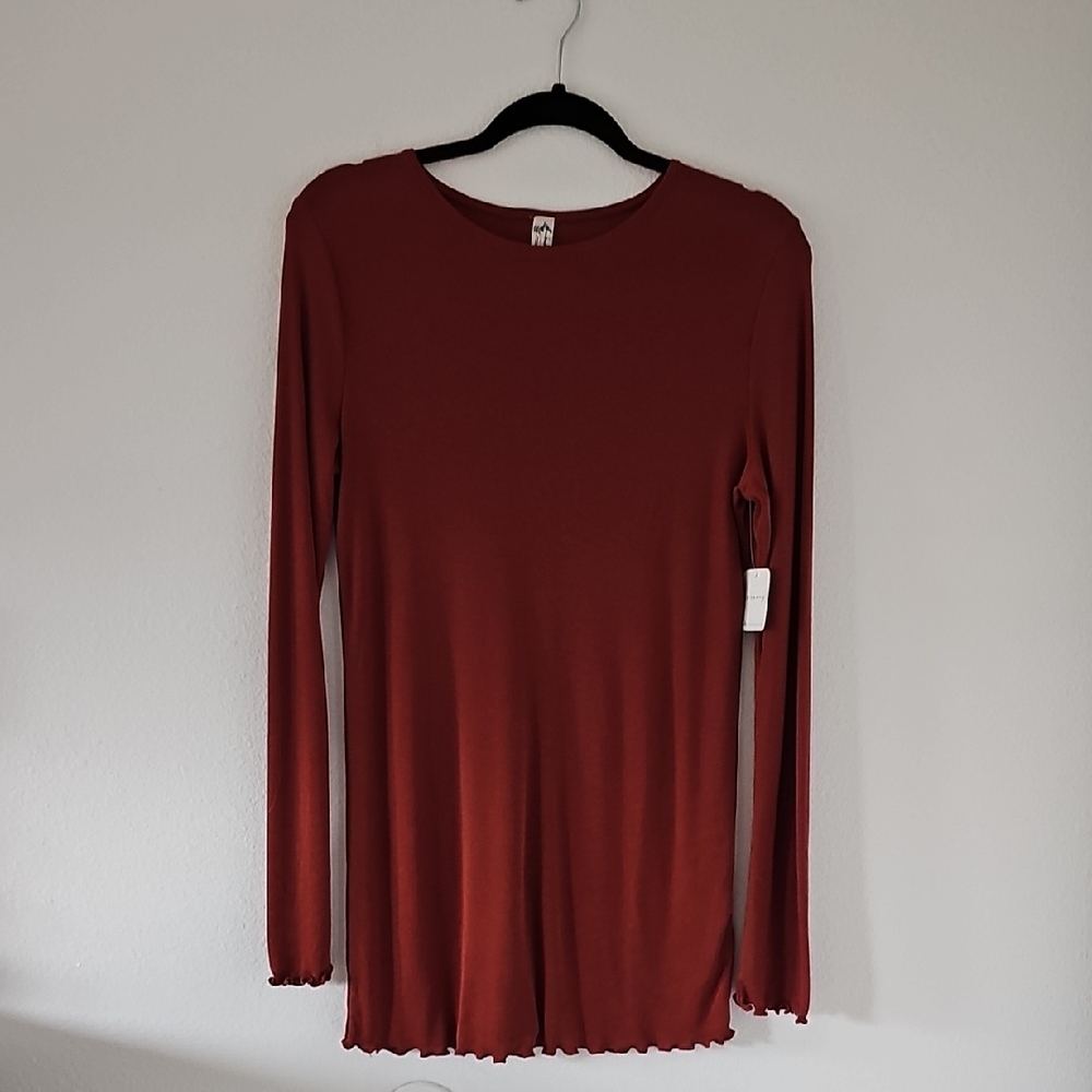 ●●FREE PEOPLE LONGE SLEEVE RIBBED TEE NWT SIZE L●●